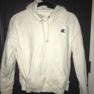 White Reverse weave champion hoodie